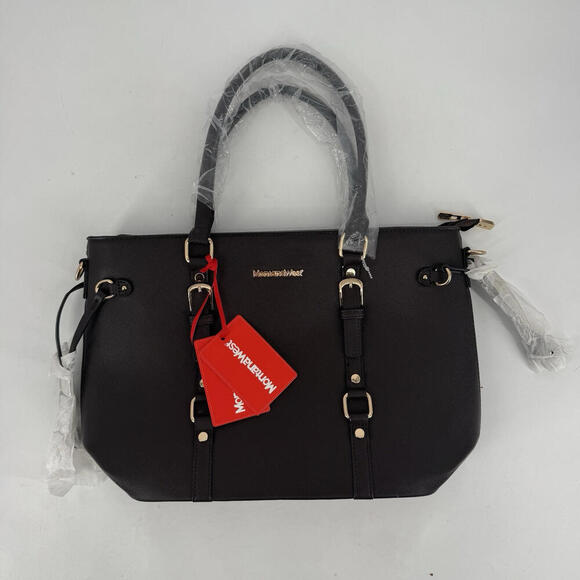 Montana West purse womens black leather tote large medium double handles - Picture 4 of 10